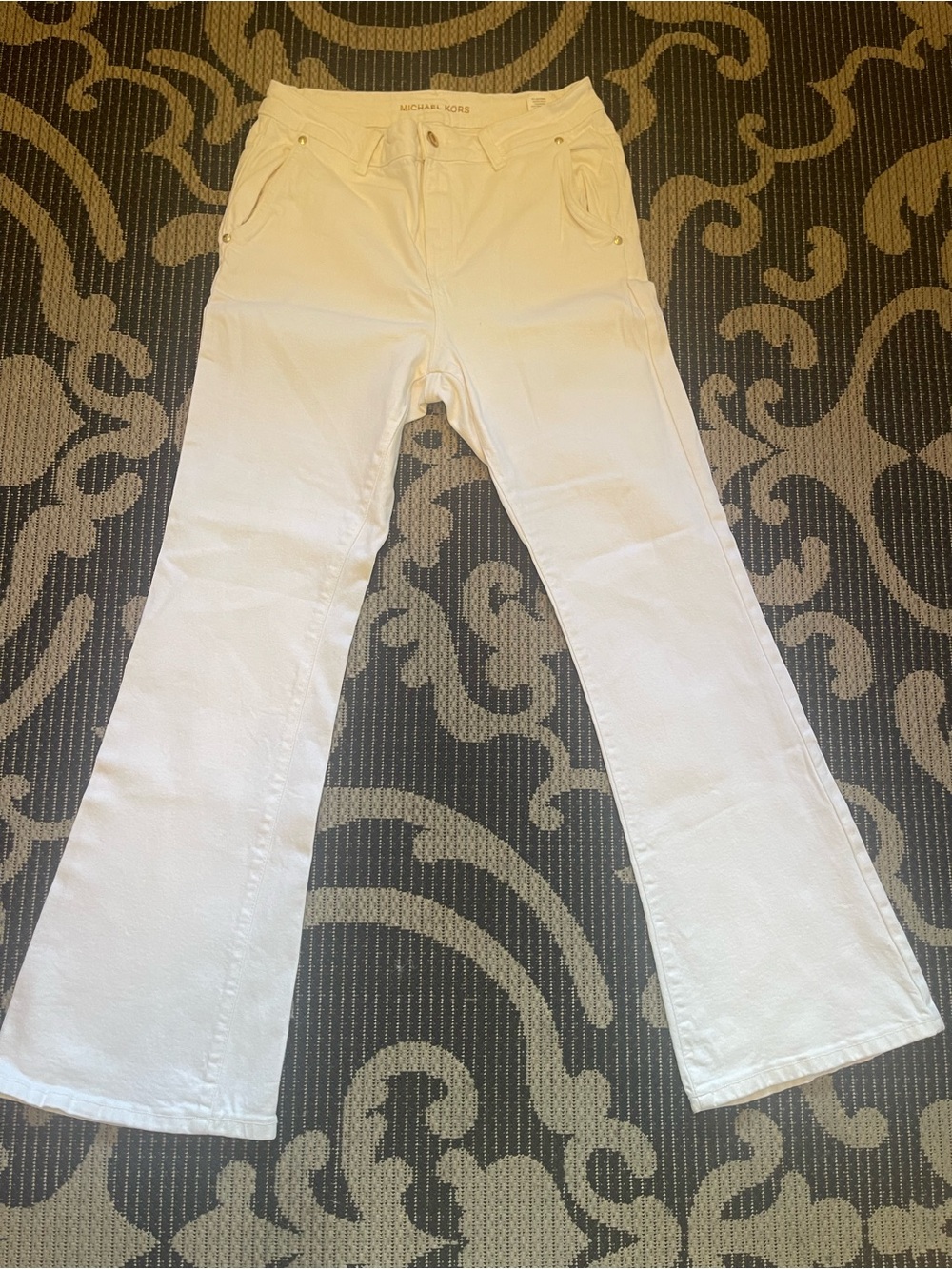 Michael Kors White Wide-Leg Flare Jeans